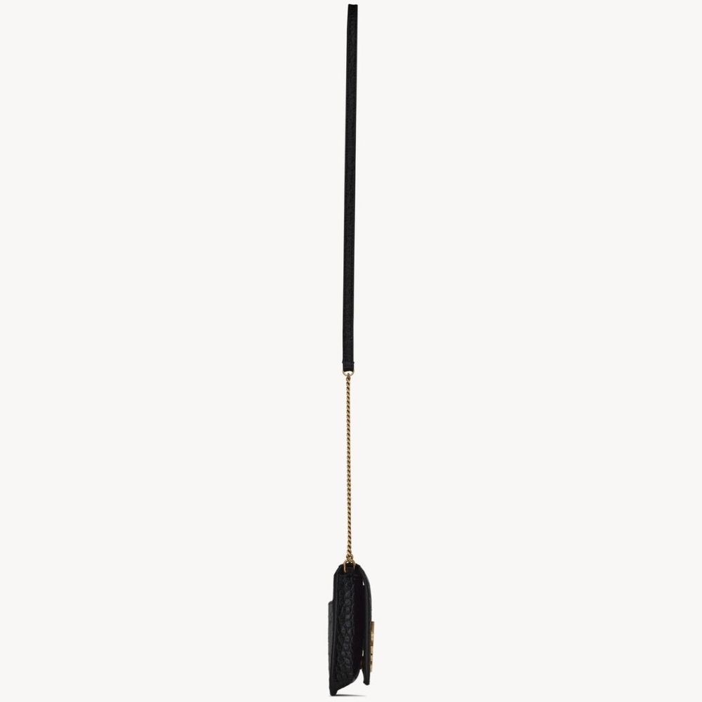 YSL SAINT LAURENT CASSANDRE PHONE HOLDER W/ STRAP IN CROCODILE-EMBOSSED LEATHER - Picture 10 of 16